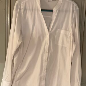 White mixed media button down shirt - NWOT